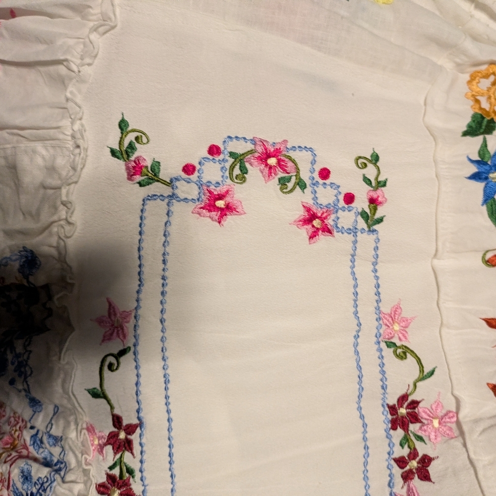 Floral Embroidered Fillyboo Cottage White Dress Medium - Picture 8 of 8